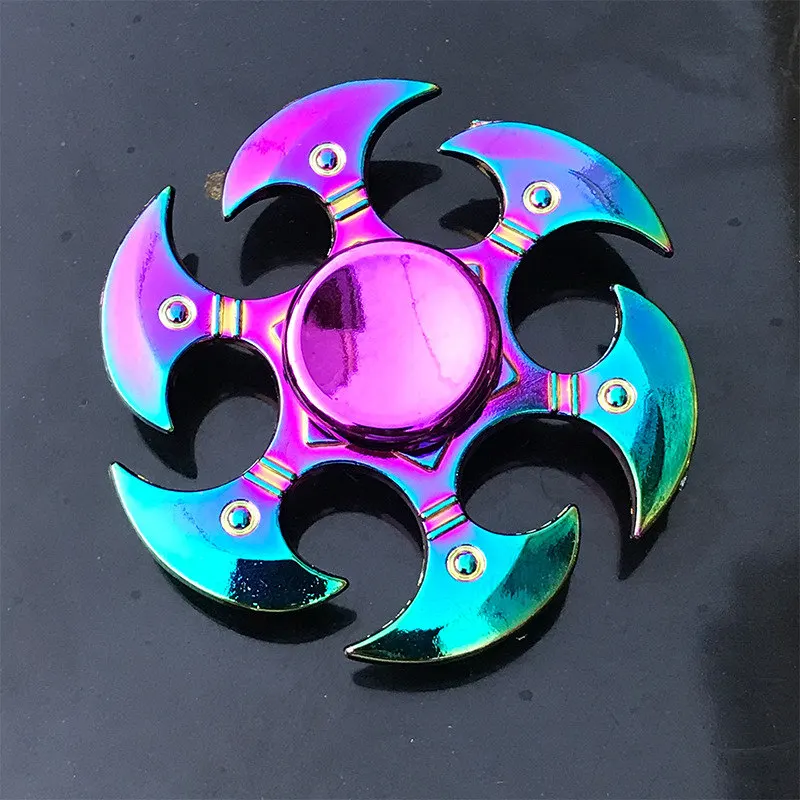 Spinner de dedo de Metal arcoíris para niños, rodamiento R118 giratorio de juguete, 60-65mm, juguetes para adultos, giroscopio de punta de dedo de Metal