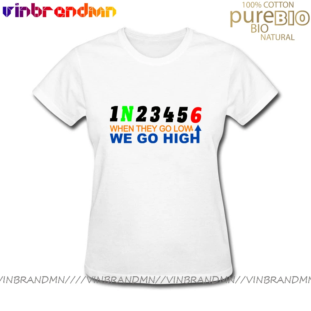 Women's 1N23456 Motorcycle Gear T Shirts Ride Moto Michelle Obama when they go low we go high Fitness Tee Shirt Printed T-Shirt