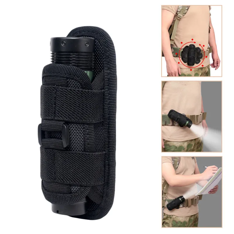 

Tactical 360 Degrees Rotatable Flashlight Pouch Holster Torch Case For Belt Portable Torch Cover Holder Hunting Accessories
