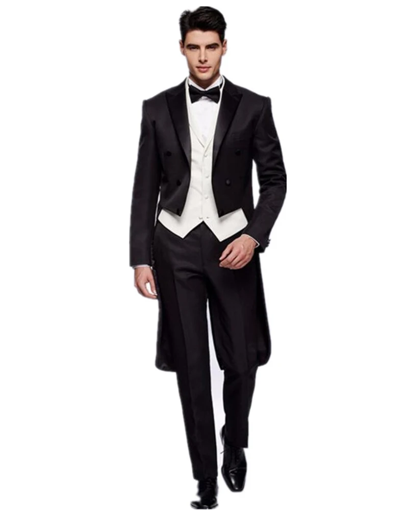 

3Pcs Custom Made Blazer Trousers Men Suit Double Breasted Groom Suits Tailcoat Mens Wedding Black Suit Tuxedos Jacket+Vest+Pants