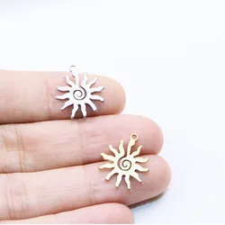 10pcs 15mm Wholesale Stainless Steel Pretty Sun Charms DIY Anklets Earrings Bracelets Unfading PVD Plate 2 Colors