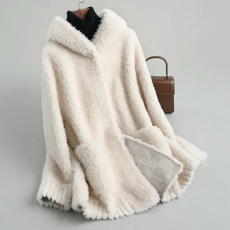 Reale Cappotto di Pelliccia Delle Donne Giacca Invernale Con Cappuccio Coreano 100% Cappotti di Pelliccia di Lana e Giubbotti Abrigos Mujer Invierno 2020 KQN52628 KJ5155