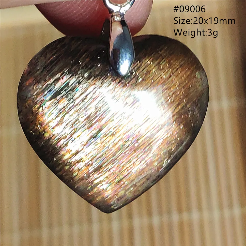 Natural Black Gold Sunstone Moonstone Pendant Moonstone Heart Water Drop Women 925 Silver Crystal Super 7 AAAAAA 5