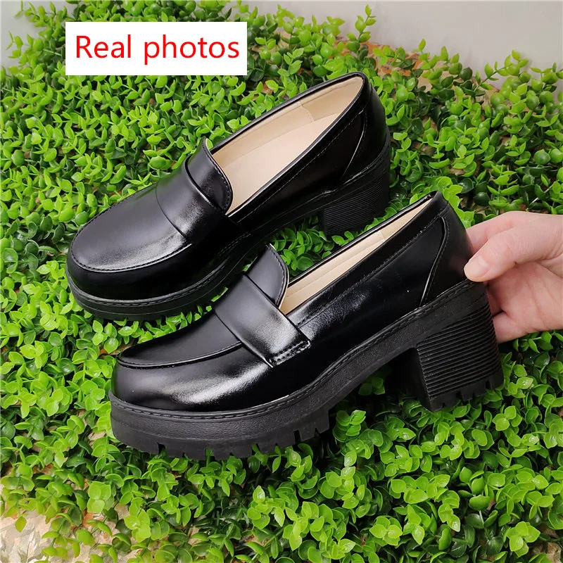 Japanese High School Student Shoes Girly Girl Lolita Shoes Cospaly Shoes JK Uniform PU Leather Loafers Casual Shoes