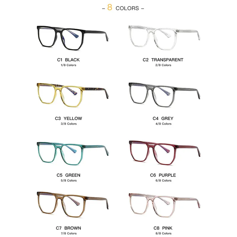 Full Rim Square Glasses Frame Plastic Prescription Eyewear New Arrival Blue Light Blocking UV400 Anti-Reflective Coating