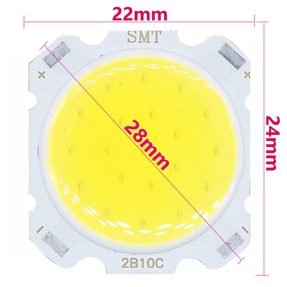 10 Uds. Por lote 3W/5W/7W/10W cuentas de luz LED COB de alta potencia 24MM lámpara LED cuenta bombilla LED Chip punto de luz Downlight lámparas de