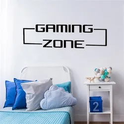 Large Gaming Zone Gamer Wall Sticker Playroom Kids Room Video Game Quote Wall Decal Bedroom Vinyl Home Decor