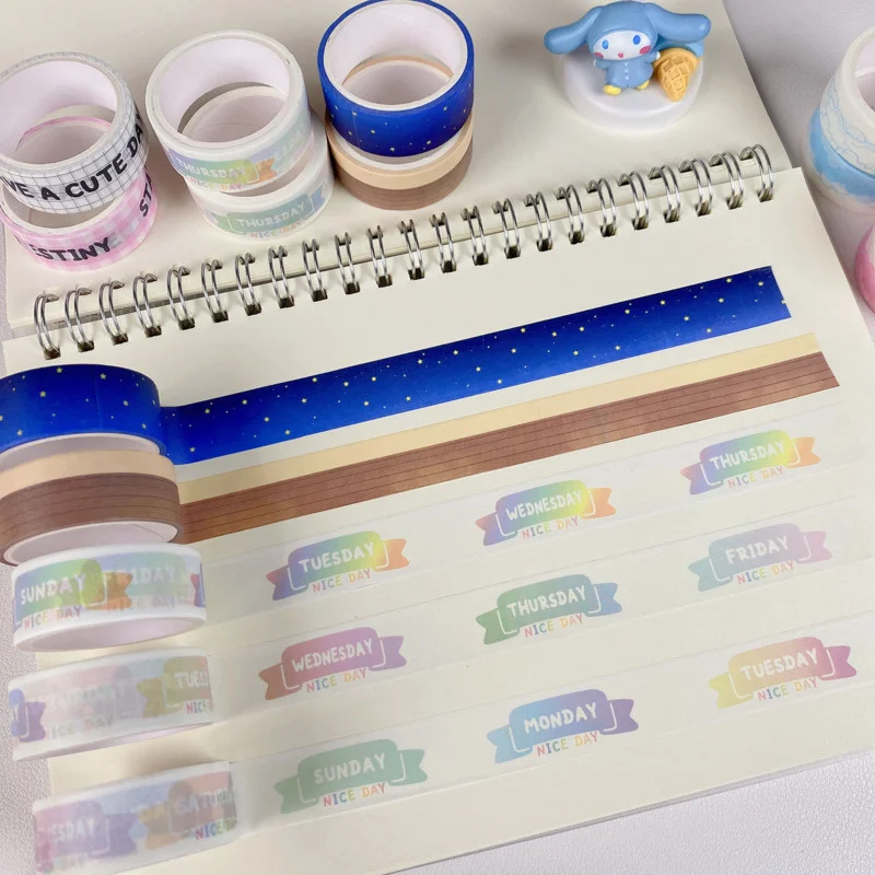 A Week Gradient Color Ribbon Washi Tape Children DIY Creative Sealing Sticker Notebook Masking Decorative Tape 3m Stationery