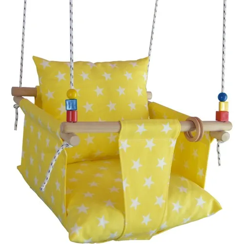 Berra Life Star Pattern Natural Wooden Child Hammock Type Swing-Yellow