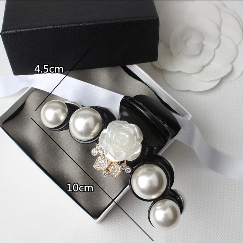 New Pearl Camellia Hair Claw Clip Hairgrip Top-grade Acrylic Flower Decoration Hair Accessories Shark Clip Hair Clamps Wholesale