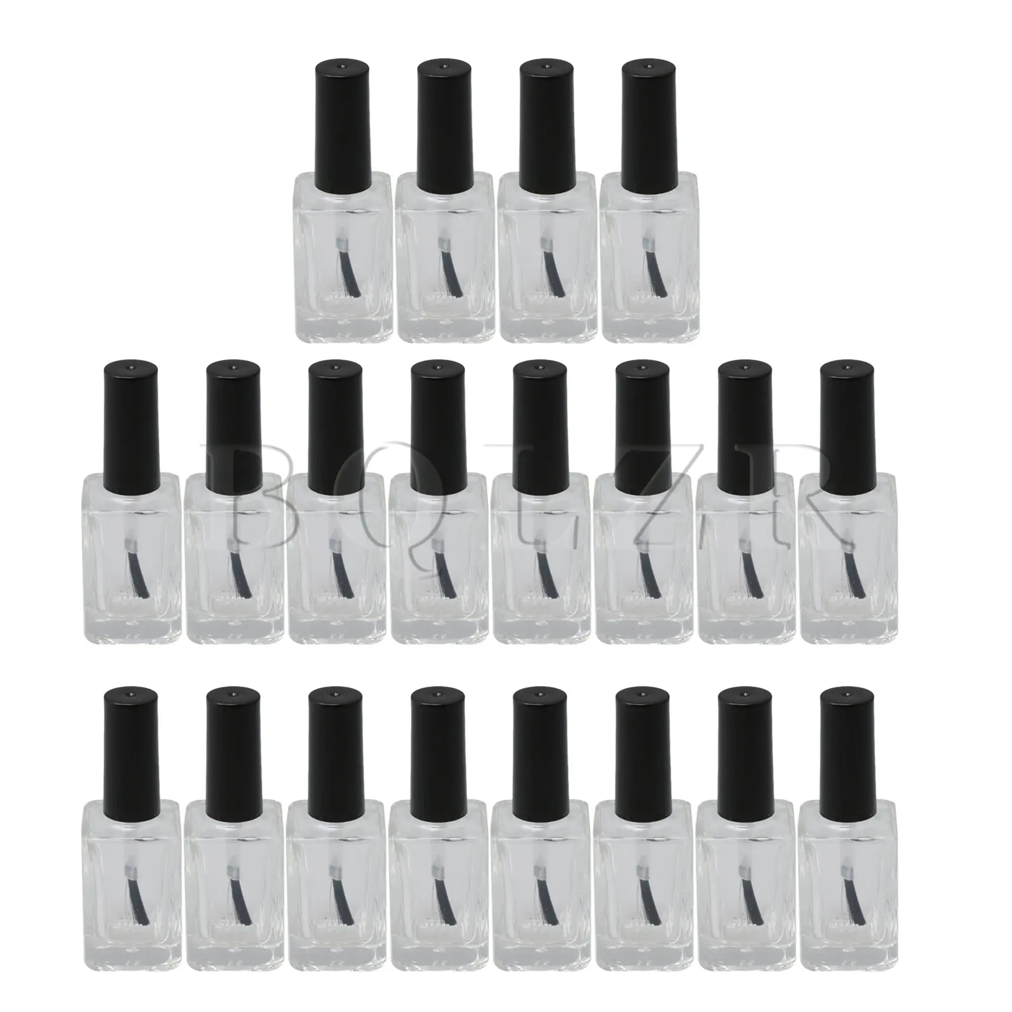 

BQLZR 20PCS 15ml Black Transparent Empty Nail Polish Glass Bottles Containers