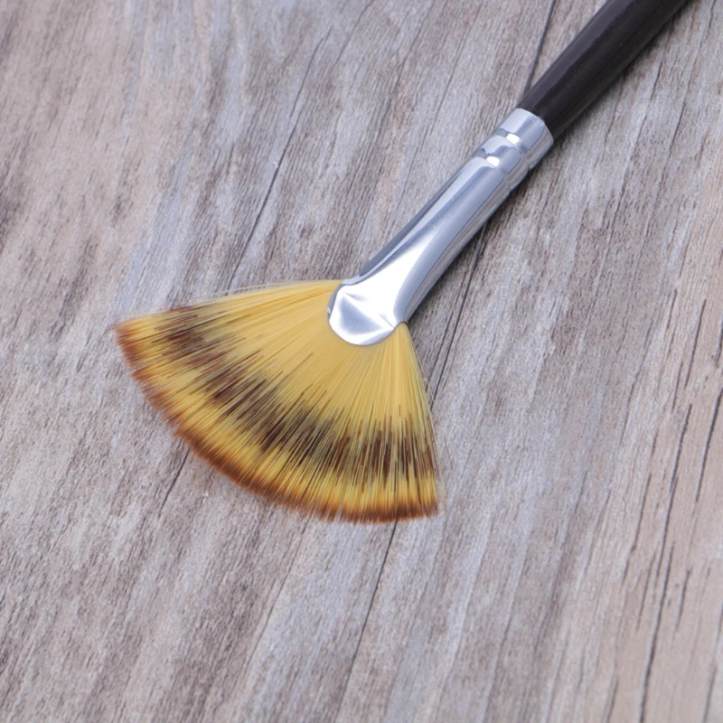 Набор из 3 веерных кистей, ручка для масляной акриловой водной живописи, деревянная ручка для художника