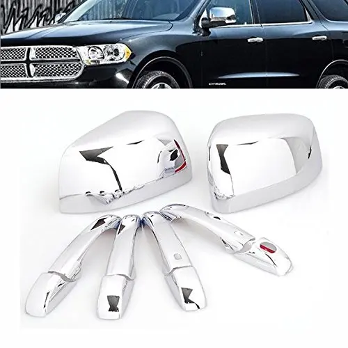 Set of Chrome Door Handle + Mirror Cover (Top Half) For 2011-2016 Dodge Durango & Jeep Grand Cherokee