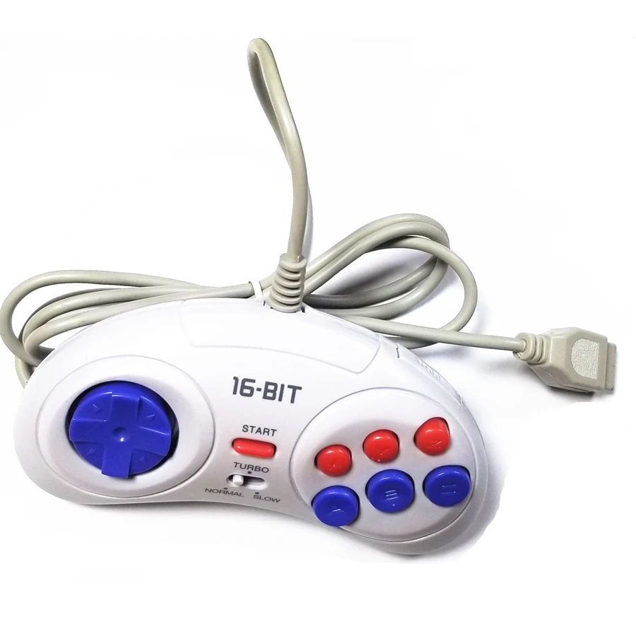 Free Shipping 1/2pcs Wired Game Controller for SEGA Genesis 6 Button Gamepad for SEGA Mega Drive 16 bit video game console