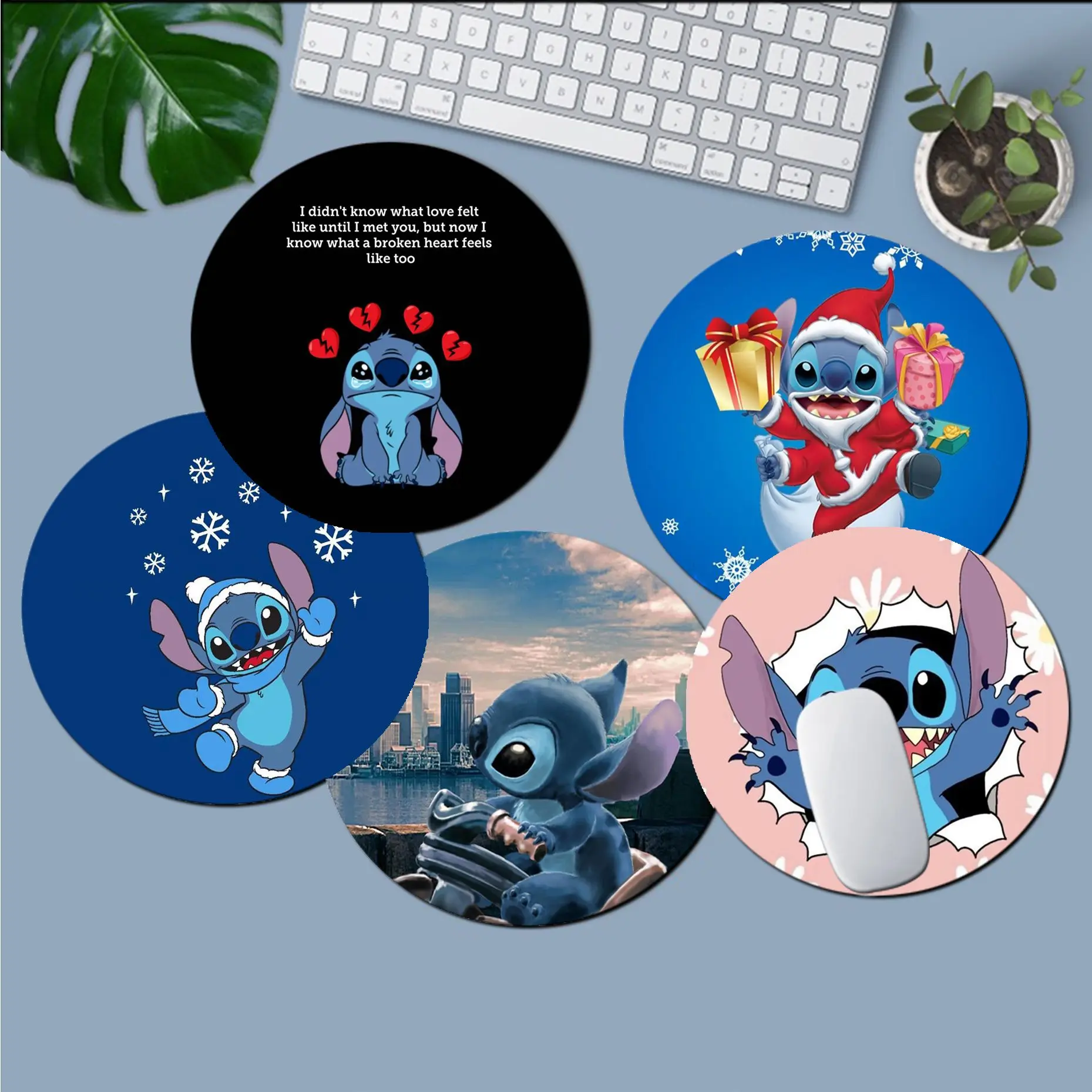 Cool New Disey Stitch Laptop Computer round desk pads Mousepad gaming Mousepad Rug For PC Laptop Notebook