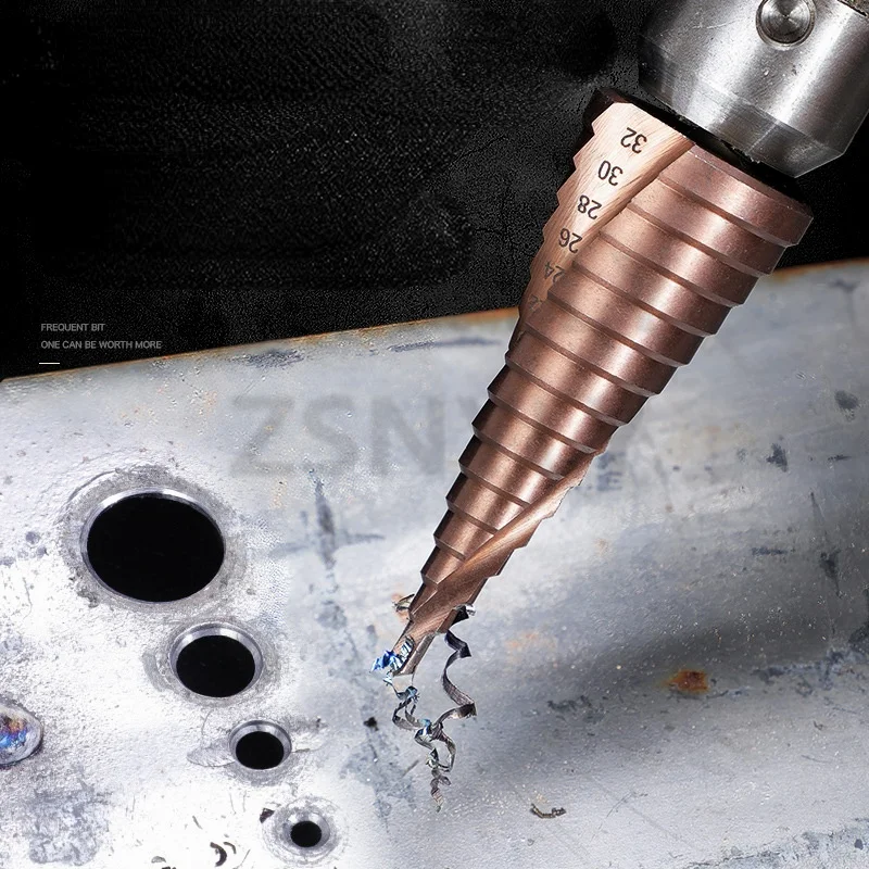 

4-12mm 4-20mm 4-32mm HSS straight flute titanium coated step drill bit spiral cobalt coated wood metal core drill bit