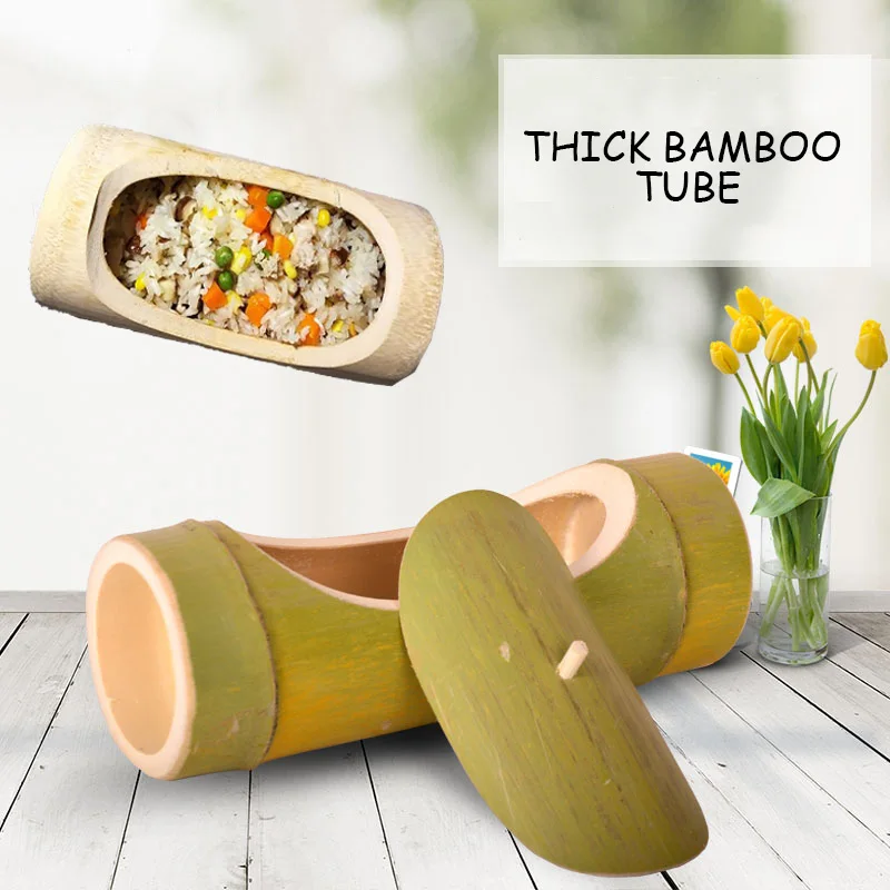 Bamboo Steamer Bamboo Barrel Cylinder With Cover Steaming Bowl Hand-made Bamboo Rice Horizontal Bamboo Section Household Bamboo