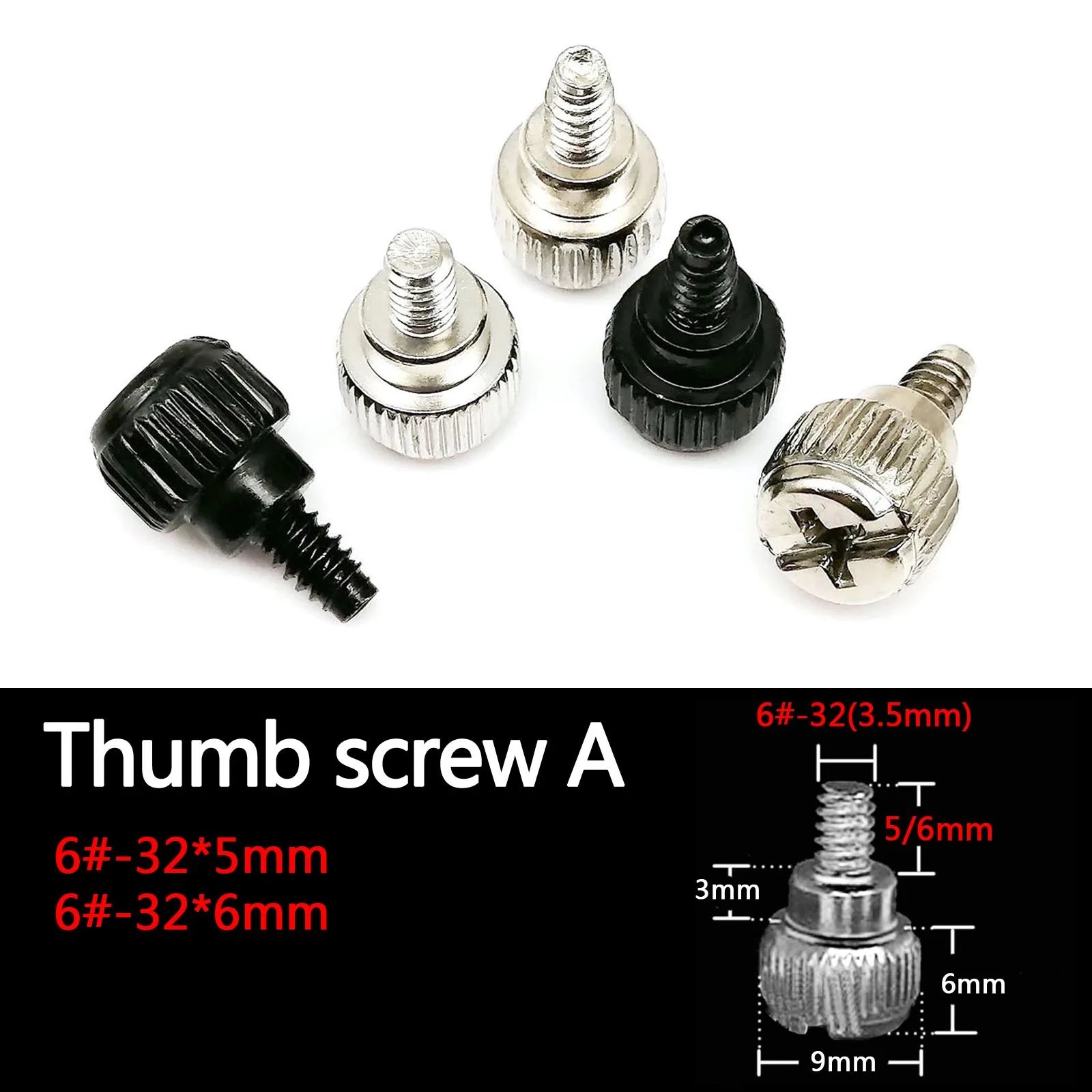HZYUEGOU 10 Stück 6 # -32 M3 M4 Schlitz- und Kreuzschlitz-Handspann-Schraube für PC-Gehäuse, Netzteil, PCI, DIY – Detail 1