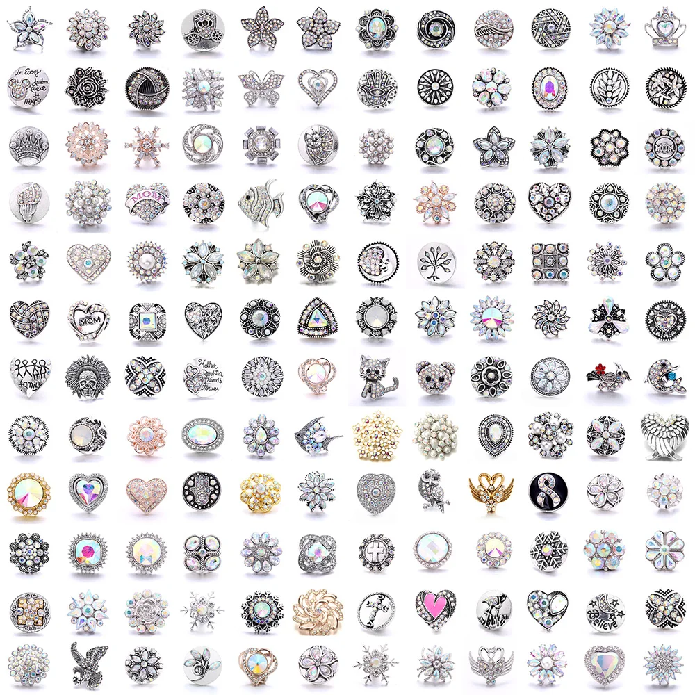 5pcs/lot New White Snap Jewelry 18mm Snap Buttons Animal Owl Butterfly Elephant Ginger Button Charm Women Fit Snap Bracelet