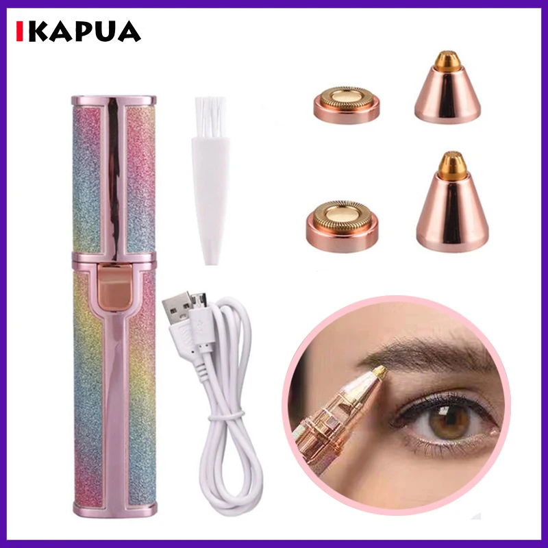 2 IN 1 Eyebrow Trimmer ปากกาแต่งหน้า Facial เครื่องกำจัดขน Remover ผมไม่เจ็บปวดกำจัดขนสำหรับเครื่องโกนหนวดมีดโกนมีดโกนมีดโกน