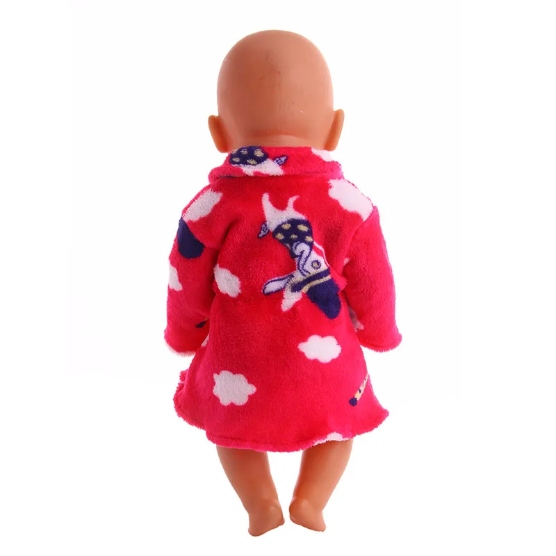 Bathrobe For 18 Inch American Doll Girl Toys & 43 Cm Born Baby Clothes & Our Generation & Nenuco & 17 Inch Reborn Baby