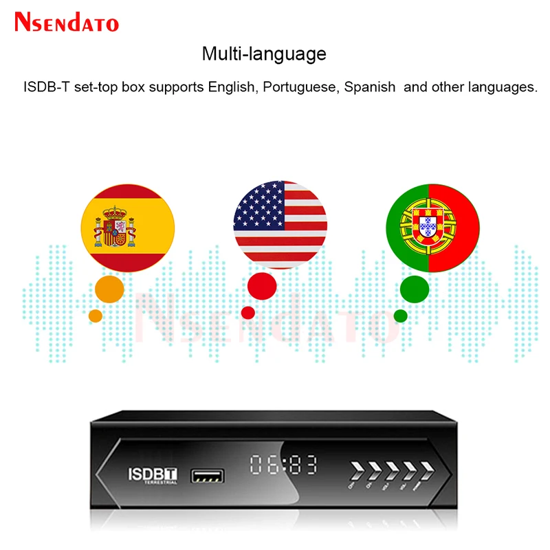 Decodificador de ISDB-T Digital terrestre ISDB T receptor de TV satelital para Chile Brasil VHF/UHF TV Receptor box1080P H.264 MPEG-4