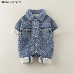 Winter Baby Romper Newborn Denim Velvet Baby Snowsuit Jumpsuits Thick Warm Baby Boys Romper Clothes Infant Baby Overalls Onesie