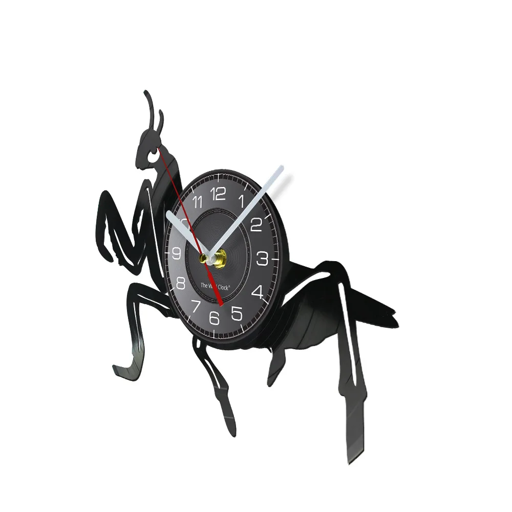 Preying Mantis Insect Art Vinyl Record Wall Clock Sickle Shaped Bugologist Home Decor Entomology Bug Retro Entomologist Watch