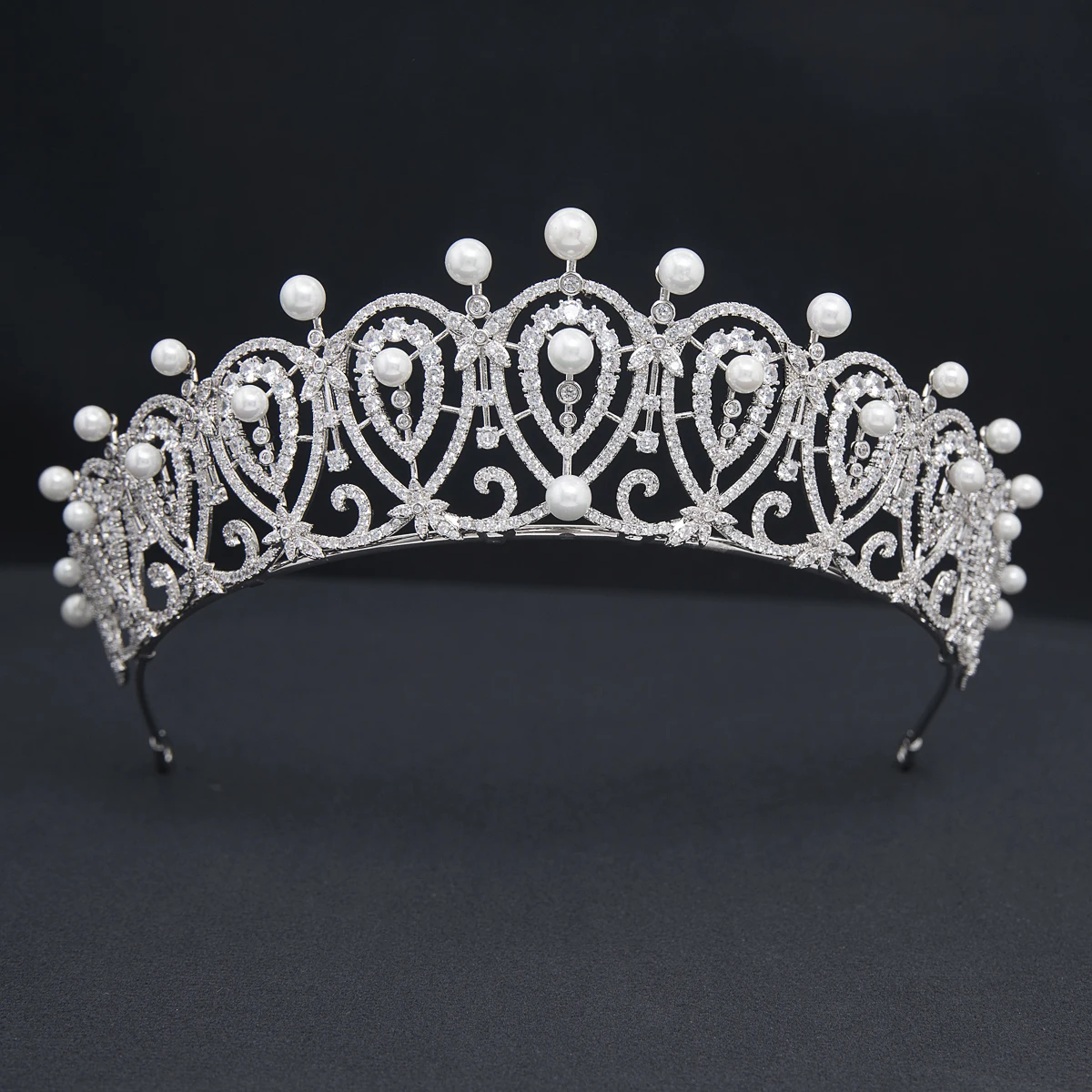 Cubic Zirconia Replica Spanish Loop Tiara for Wedding,Crystal Princess Tiaras Diadem for Girl,Prom,Party Head Jewelry CH10387