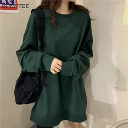 Sweatshirts Women Spring Simple Solid Loose Ulzzang Chic Tender Female Leisure Daily Vintage O-neck All-match Fashion Soft New