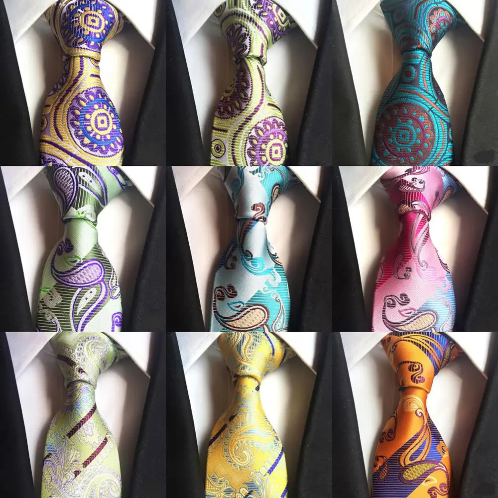 

Classic 8CM Ties For Men Polyester Paisley Floral Silk Neckties Jacquard Woven Men's Wedding Party Neckties