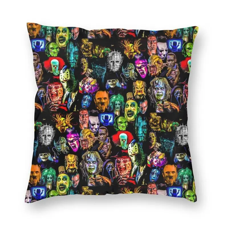 Horror Film Baddies Legends Throw Pillow Case Home Decor Square Chucky Alien Predator Killer Cushion Cover 45x45cm for Sofa Car