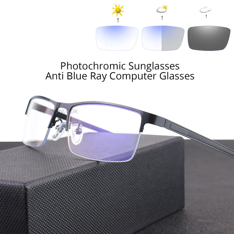 Photochrome Sonnenbrille Frauen Männer Anti Blue Ray Computer Brille Halb Rahmen Spektakel Vanlook Marke – Detail 1