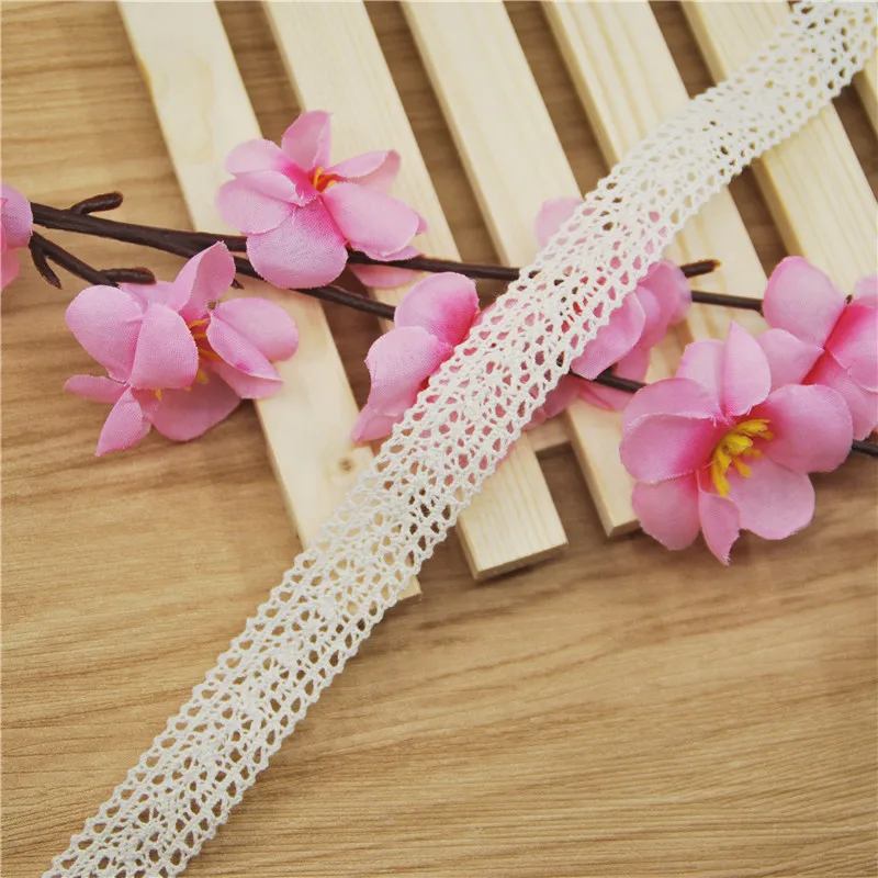 17mm Cotton Lace Trim Ivory Fabric Sewing Accessories Cloth Wedding Dress Decoration Ribbon Craft Supplies 50yards LC117