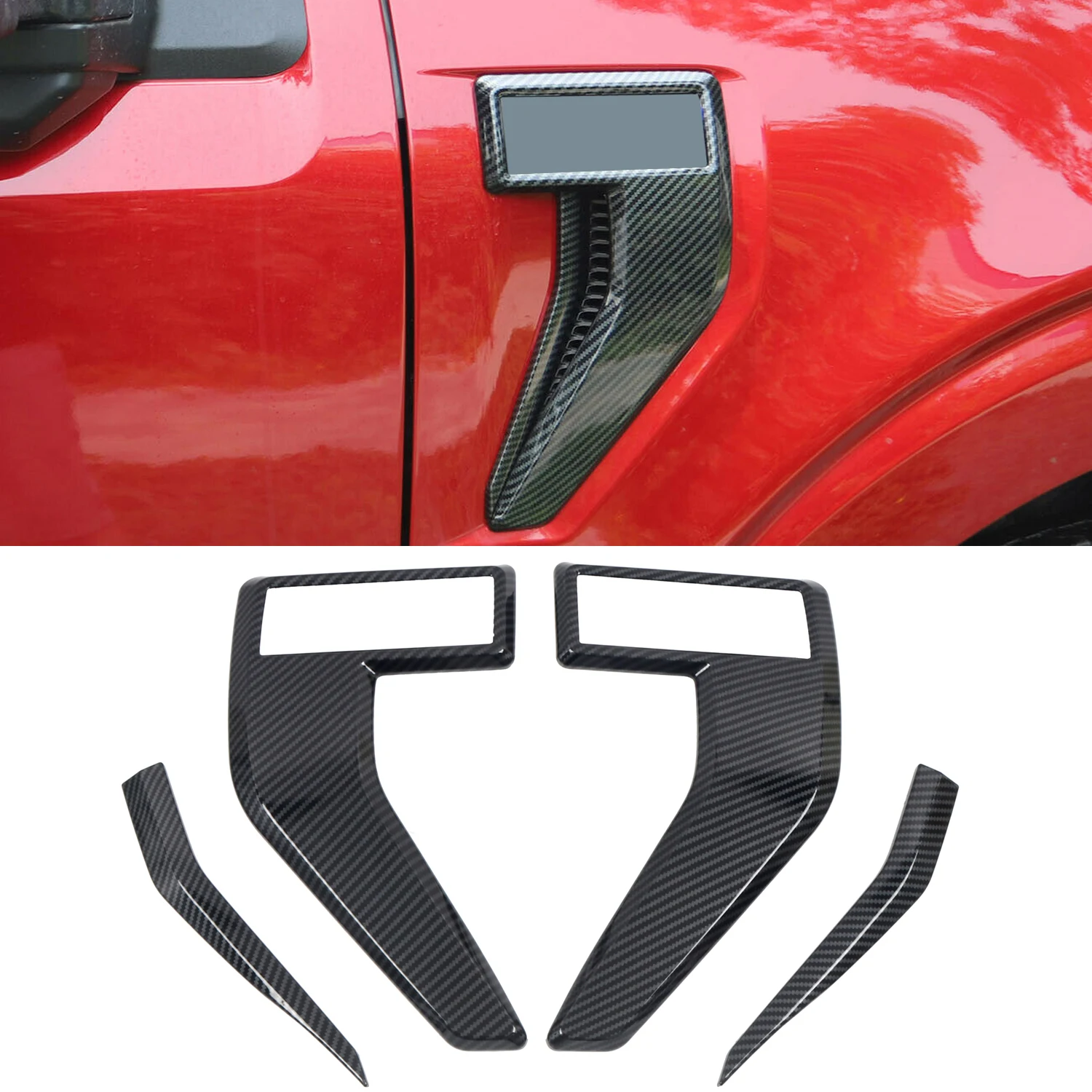 

Car Accessories for Ford F-150 F150 2021 2022 (NOT Fit Raptor) Carbon Fiber Painted Side Fender Emblem Badge Cover Trim 4pcs