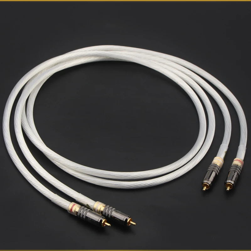 

1Pair Hifi Audio Audiophile RCA Cable Silver Plated Wire WBT Adapter For CD Player Amplifier