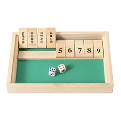 Games Deluxe Closed The Box Wooden Board Game with Dice & 9 Numbers