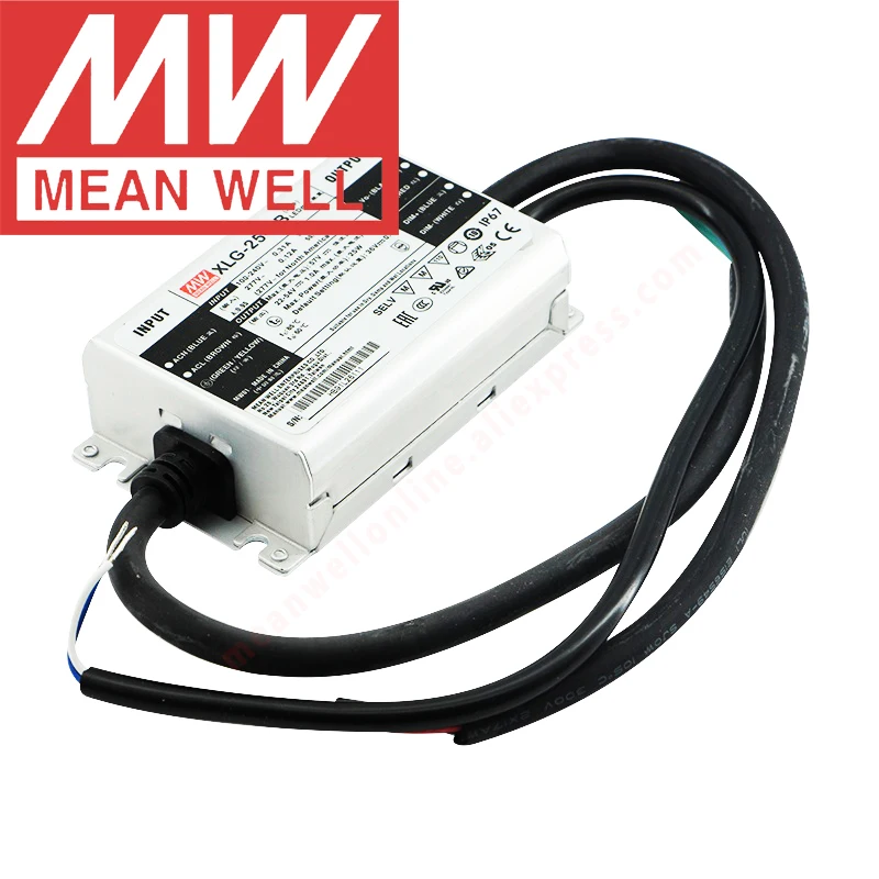 Бренд Mean Well представляет XLG-25-AB IP67/металлический чехол/с PFC 3 в 1 затемнения Уличные светильники meanwell 700mA/22-54в/25 Вт постоянного тока светодиодный драйвер
