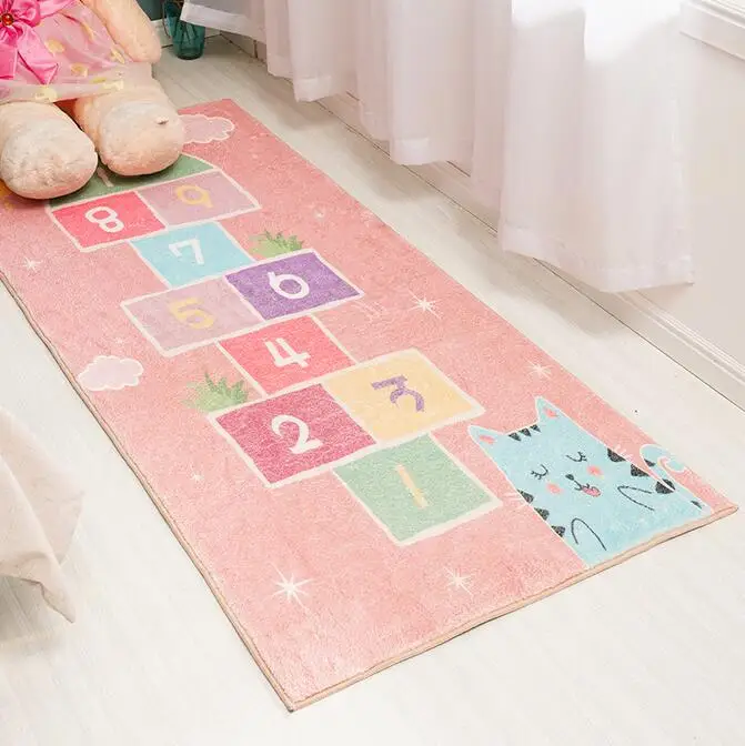 Cartoon Bedroom Carpet Anti-skid Bedside Mats Soft Skin-friendly Lamb Cashmere Mats Living Room Long Rugs Children Room Play Mat