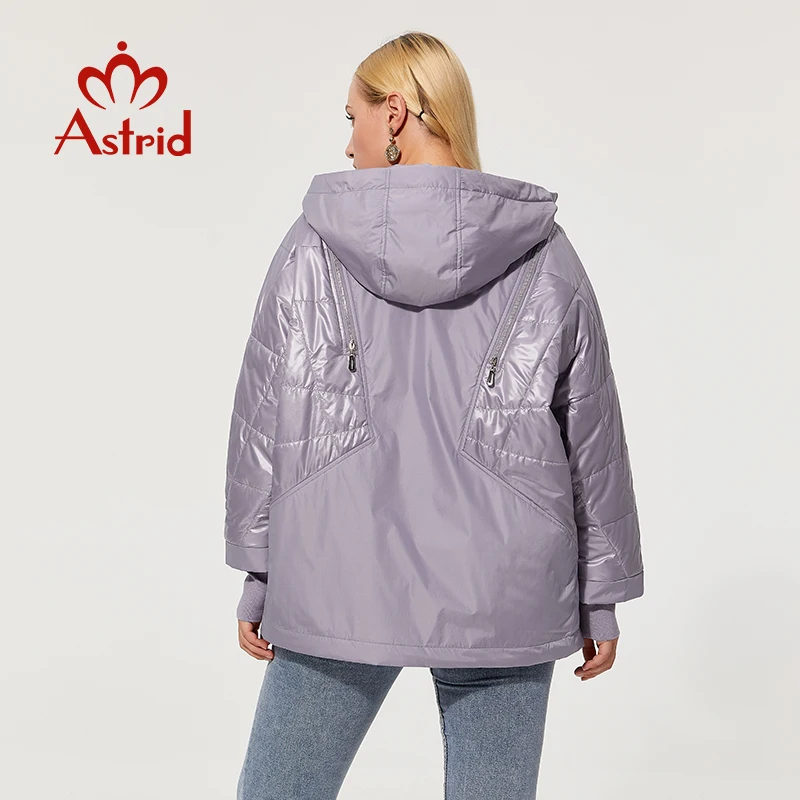 Astrid 2022 Autumn New Women\'s Thin Cotton Jacket Windproof Warm Plus size with Hood Zipper Coat Women Parkas Outerwear AM-8734