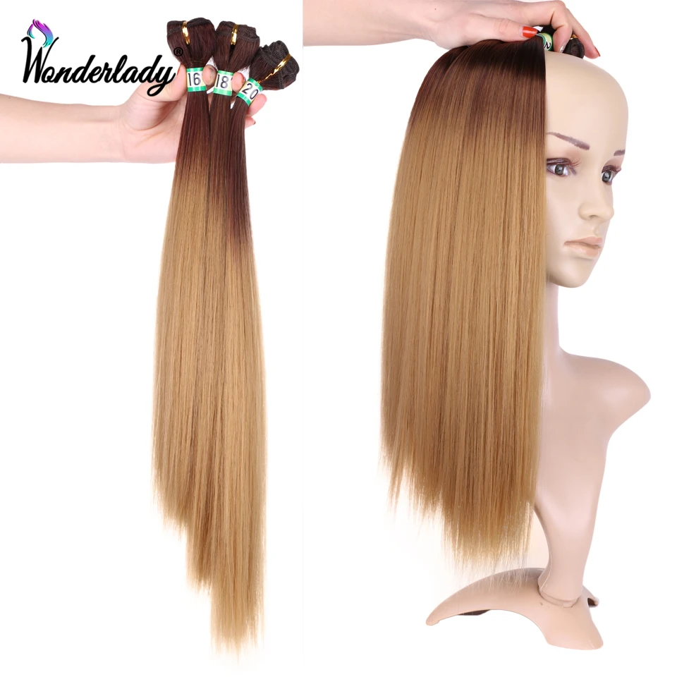 

WonderLady Synthetic Hair Weave Bundles Straight 16 18 20inch 70g Ombre Hair Extensions Double Drawn Weft Hair Bundles For Women