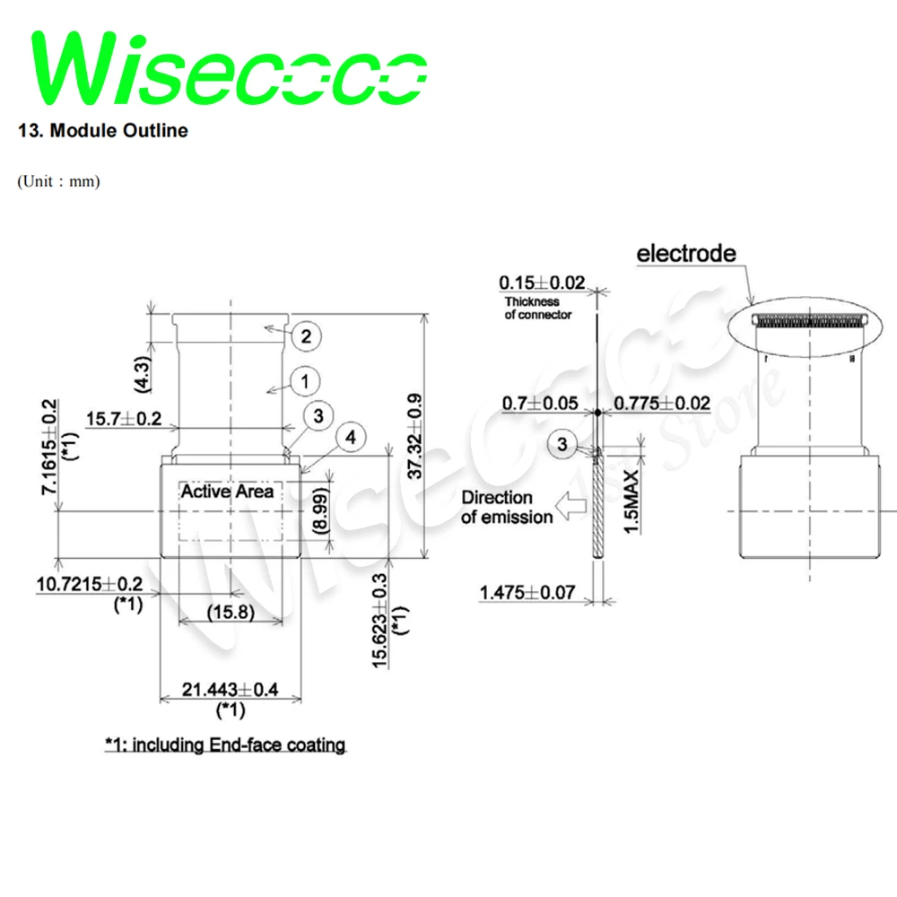 Wisecoco 0.71 inch Micro Oled Display AMOLED Binocular Observer VR AR Glass Screen Medical Panel 1080p FHD High PPI Resolution