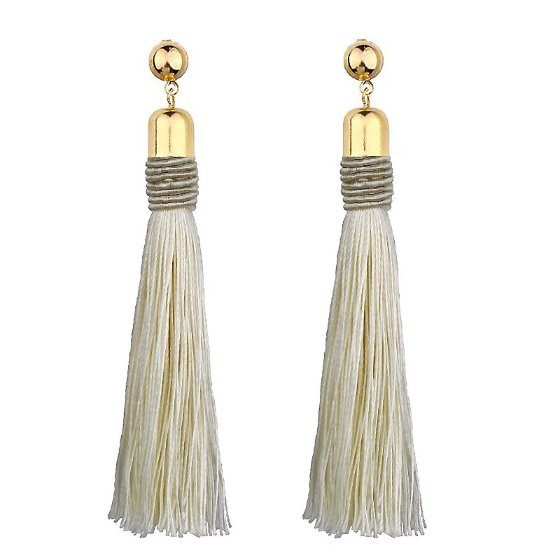 Bohemian Long Tassel Dangle Earrings For Women Red Black Silk Fabric Drop Statement Earring Ethnic Fashion Jewelry Gift