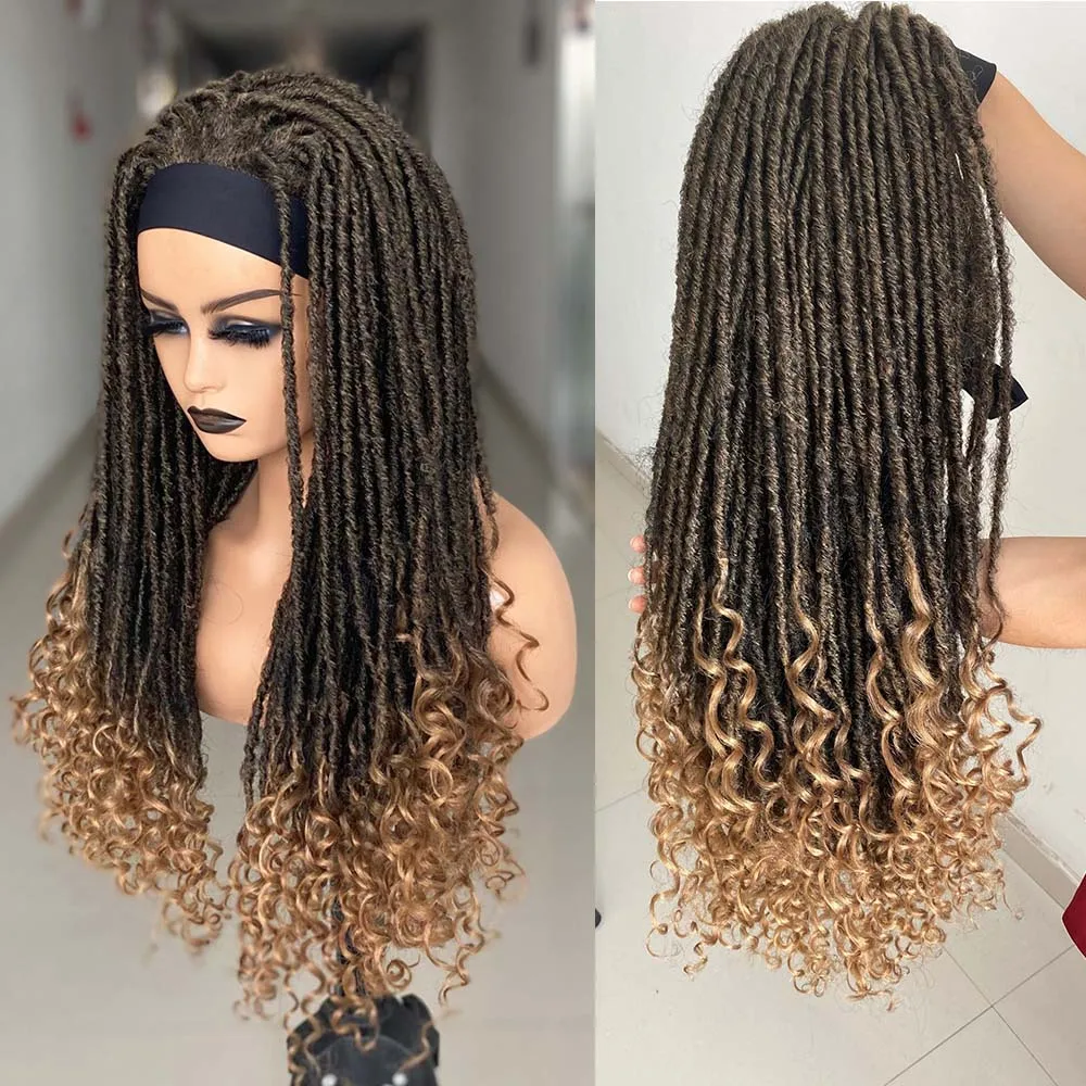 26 Inch Long Ombre Headband Dreadlock Wig Synthetic Hair Crochet Braid Wig Heat Resistant Wigs For Black Women Men In Daily