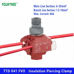 1Pcs Insulation Piercing Clamp No-Peeling Cable Quick Splitter Connector Sicam Fire Prevention Flame Retardant TTD041FVO Red