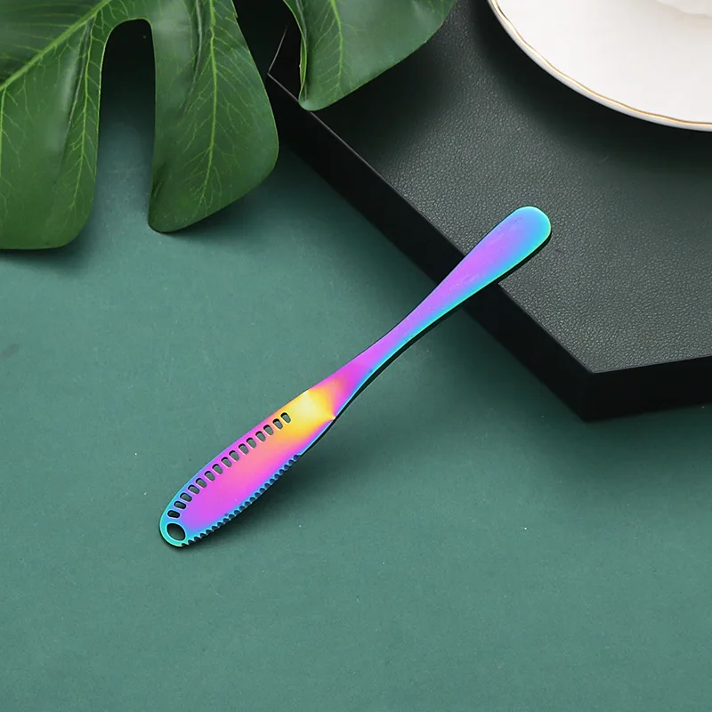 Cuchillo de mantequilla de acero inoxidable 430, herramienta perforada para mantequilla de queso, pan, mermelada, herramienta para hornear mantequilla