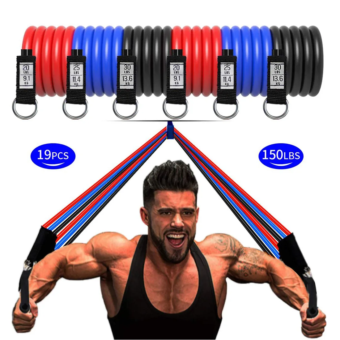 Resistance Bands Set Pull Up Exercise Bands Handles Door Anchor for Men Women Legs Arms Chest Train Workouts Home Gym Equipment