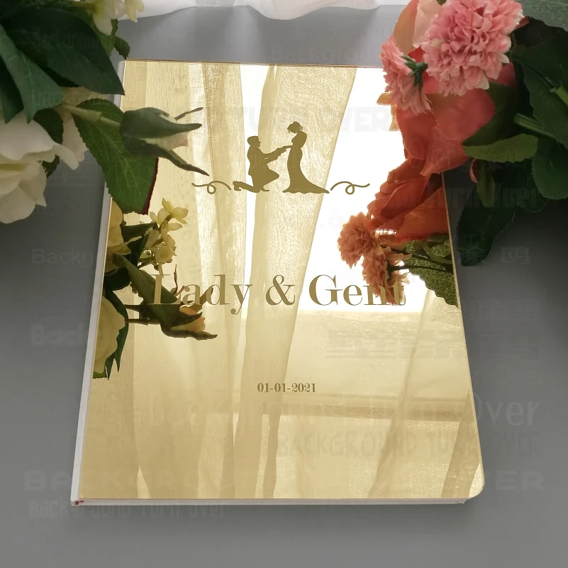 Wedding Guest Book  Personalized Signature Decor Custom Mirror Party White Names Date Engrave Carve Blank Favor Customized  G019