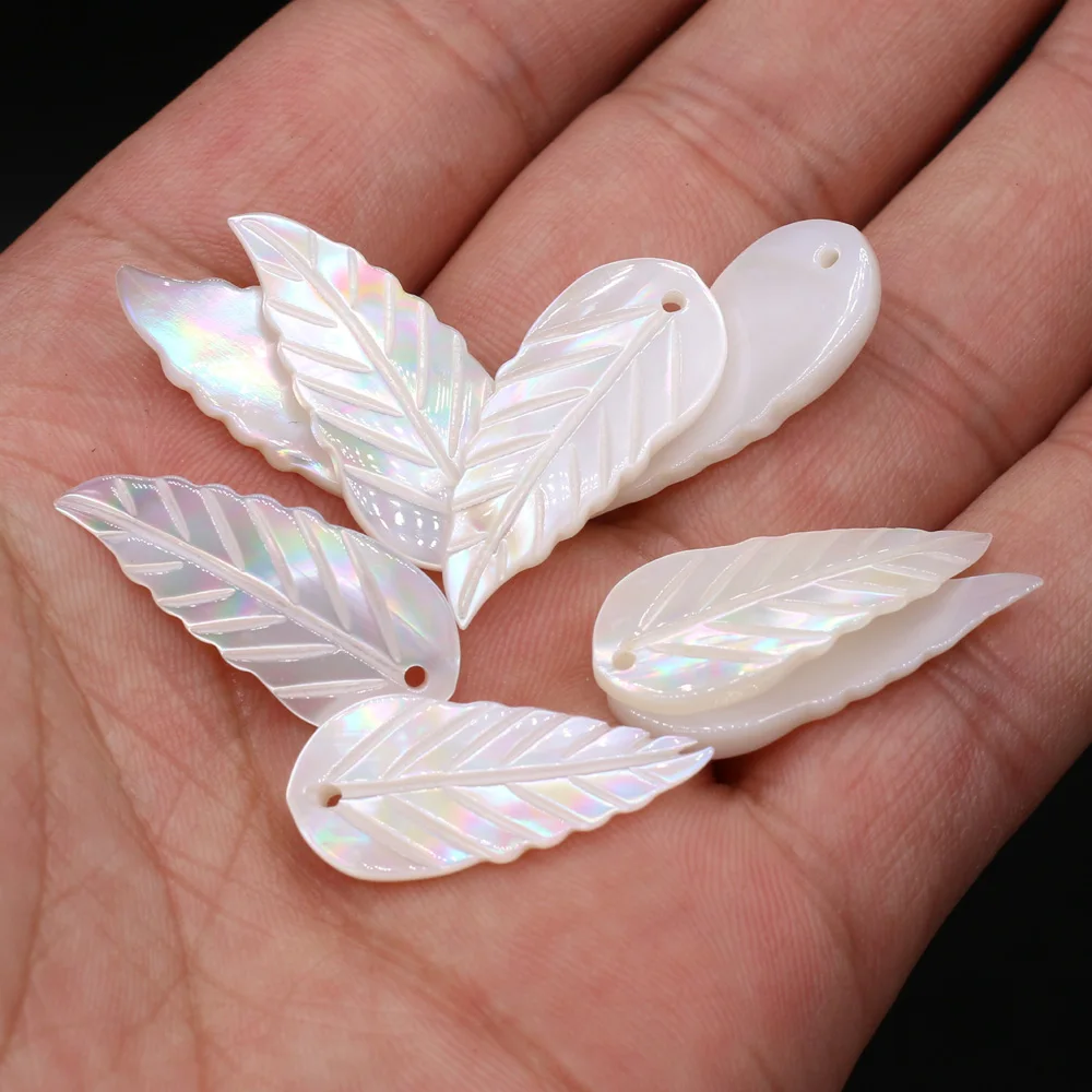 4pcs Natural Freshwater Leaf Shape Mother of Pearl Shell Beads Charm Pendant for Women Gift Jewelry Making Necklace Earring