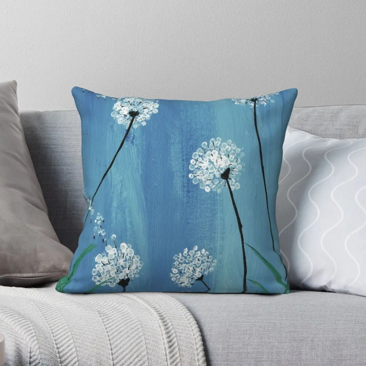 Dandelions Pillowcase Polyester Linen Velvet Creative Zip Decor Throw Pillow Case Sofa Cushion Cover